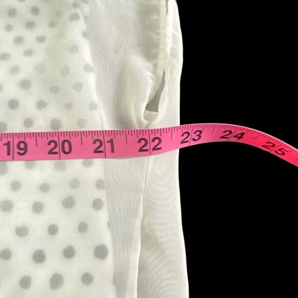 CHICO'S Women Top Sz 2X White Short Wide Sleeves Polka Dot Sheer Overlay 50-4 - Picture 8 of 16